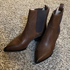 NWOB PAIGE Dark Brown Western Willa Leather Booties